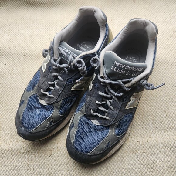 New Balance 993 Navy White Made In USA Mens Size 9 2E Used MR993NV Sneaker Shoes
